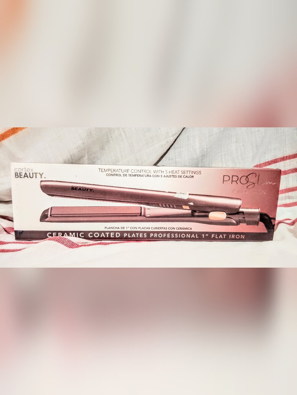 Cortex Beauty Pro Slim 1'' Ceramic Coated Flat Iron. 5 Heat Settings. With Box.